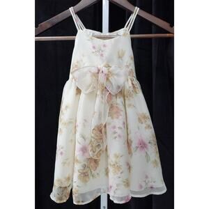 Good Girl USA Toddler Girl Floral Waist Tie Sash Double Lined Sheer Dress SZ L